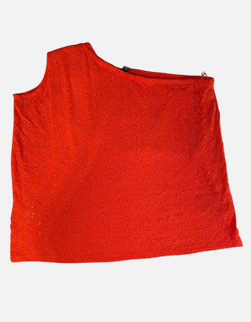 Women's One-Shoulder Eyelet Ruffle Top